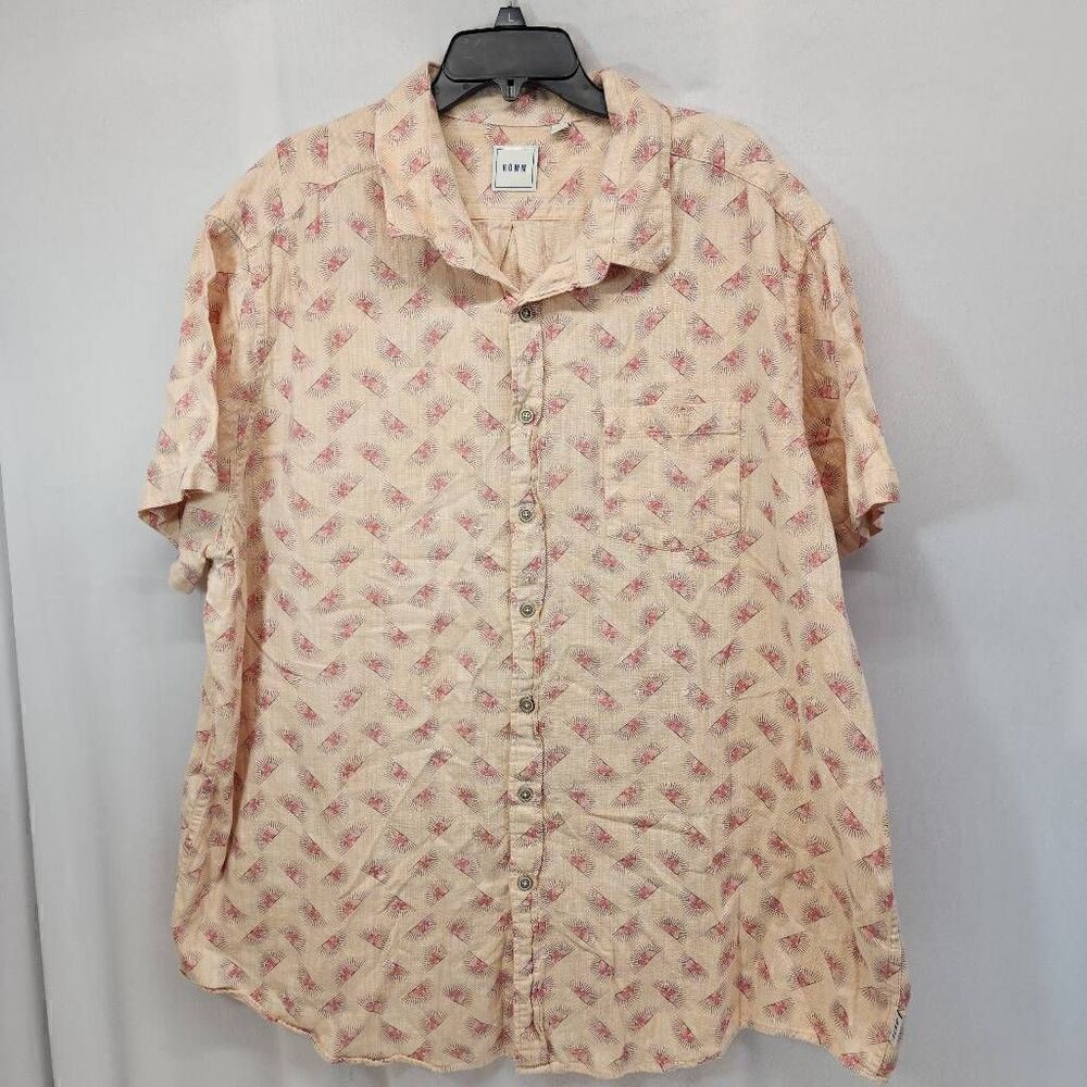 Rowm Men's Short-Sleeve Shirt Size. 3XB Orange Red Suns 100% Cotton O9